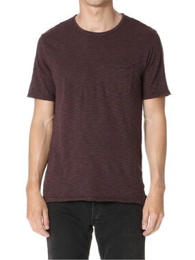 Rag & Bone Owen Washed Pocket Tee Cotton Linen Mahogany